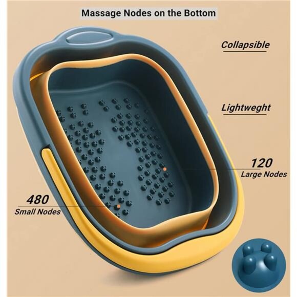 Collapsible Foot Tub Feet Soaking Spa Bath with Massager Acupoints - Picture 5 of 7